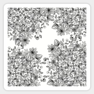 Delicate Petal Explosion - Black and White Zentangle - Digitally Illustrated Flower Pattern for Home Decor, Clothing Fabric, Curtains, Bedding, Pillows, Upholstery, Phone Cases and Stationary Sticker